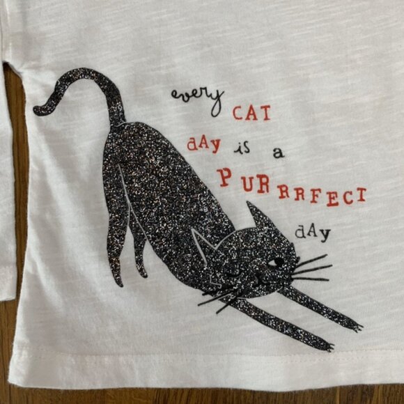 ZARA BabyGirl Glitter Cat T-Shirt Girls 6-9 Mos Every Cat Day Is A Purrrfect Day - Picture 2 of 6